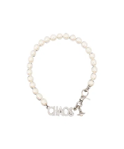 Vivienne Westwood Chaos Large Pearl Necklace In Red