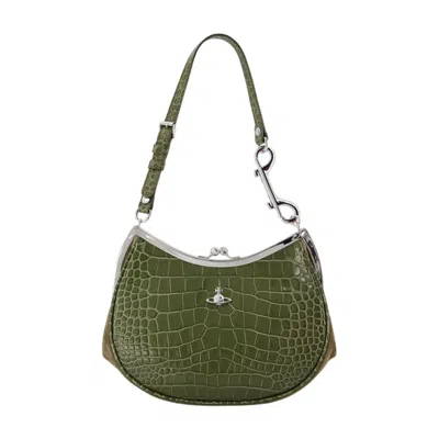 Vivienne Westwood Charm Frame Purse  -  - Leather - Khaki In Green