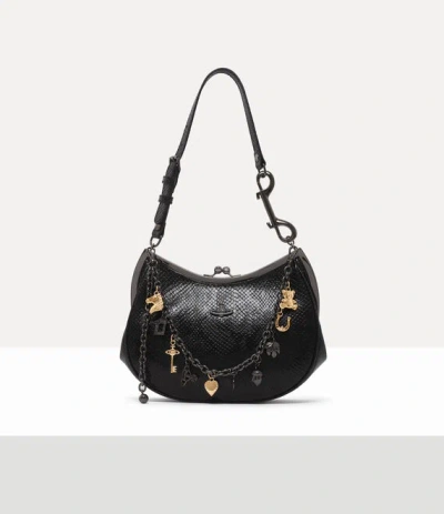 Vivienne Westwood Charm Frame Purse Python-effect Emboss Black-charms