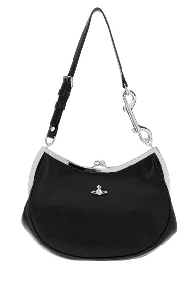 Vivienne Westwood Charm Frame Purse Shoulder Bag In Black