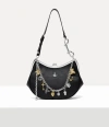 Vivienne Westwood Charm Frame Purse Supple Leather Black-charms-chain