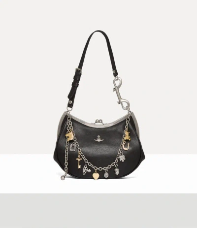 Vivienne Westwood Charm Frame Purse Supple Leather Black-dark-silver-ch