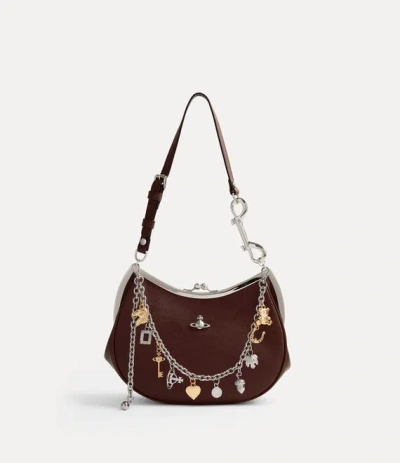 Vivienne Westwood Charm Frame Purse Supple Leather Chestnut In Brown