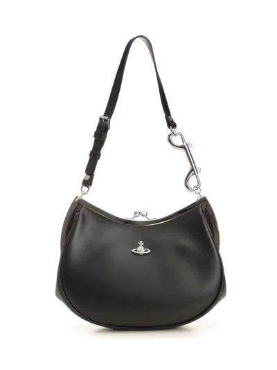 Vivienne Westwood Shoulder Bag With Adjustable Strap And Metal Accents In Black