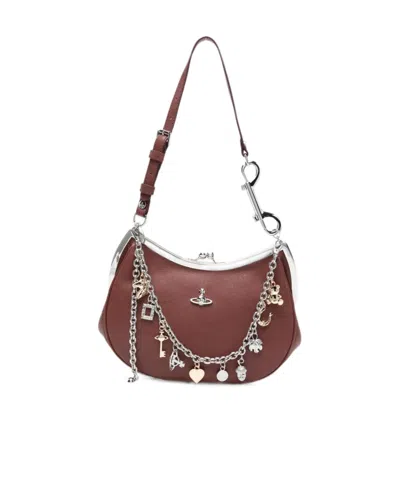 Vivienne Westwood Charm-embellished Tote Bag In Burgundy