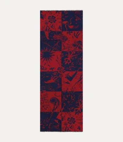 Vivienne Westwood Check Board Stole Navy Blue Checkboard Unisex