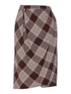 Vivienne Westwood Red & Gray Drunken Drape Midi Skirt In Marrón