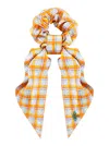 Vivienne Westwood Yellow Scrunchie With Check Motif With Orb All-over And Orb Patch On The Front In Yellow