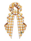 Vivienne Westwood Yellow Scrunchie With Check Motif With Orb All-over And Orb Patch On The Front In Yellow