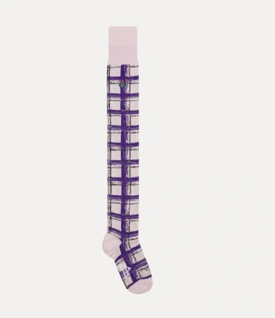 Vivienne Westwood Check Over The Knee Sock Check Over The Knee Purple Os-u Women