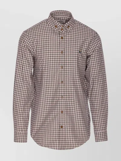 Vivienne Westwood Check Pattern Button-down Collar Shirt With Long Sleeves In Brown