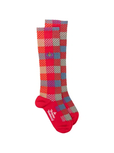 Vivienne Westwood Check Plaid Socks In Red