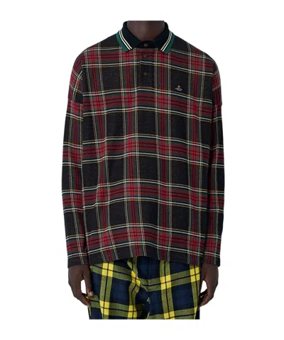 VIVIENNE WESTWOOD VIVIENNE WESTWOOD LOGO EMBROIDERED CHECKED POLO SHIRT