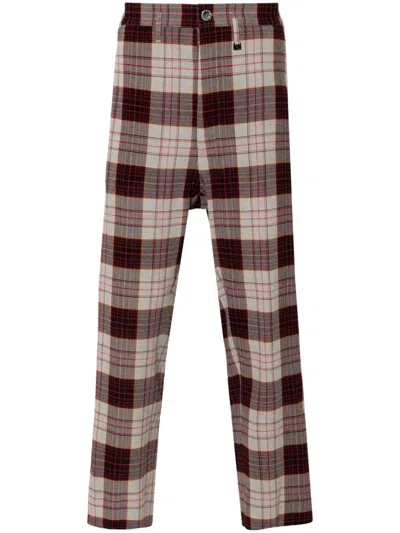 Vivienne Westwood Straight Checkered Slim Cut Trousers In Red