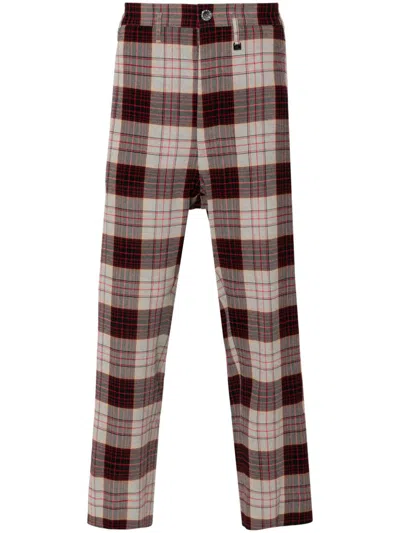 Vivienne Westwood Straight Checkered Slim Cut Trousers In Red
