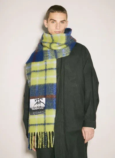 Vivienne Westwood Check Wool-blend Scarf In Green