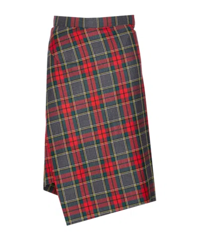 VIVIENNE WESTWOOD VIVIENNE WESTWOOD CHECKED ASYMMETRIC MIDI SKIRT