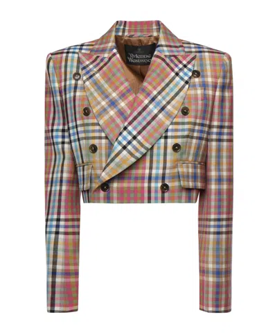 Vivienne Westwood Long Sleeve Cut Off Jacket Heather Check 44 Women In Multi