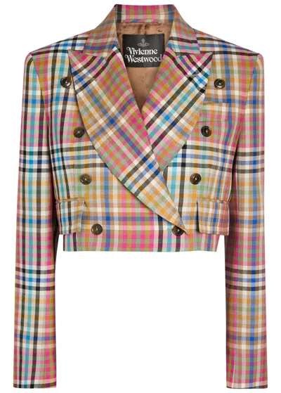 Vivienne Westwood Checked Cropped Wool Jacket In Multi