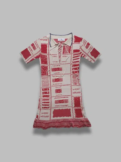 VIVIENNE WESTWOOD CHECKED DRESS - BEIGE/RED