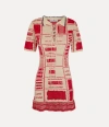 Vivienne Westwood Checked Dress Hemp Cotton Blend Beige-red L Women In Beige-red