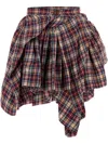 Vivienne Westwood Nymph Asymmetric Gathered Checked Linen And Cotton-blend Mini Skirt In Red