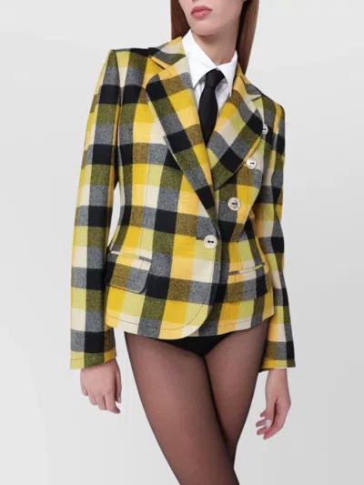 Vivienne Westwood Georgia Jacket Check Wool Pixel-check 44 Women In Yellow