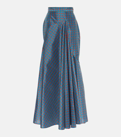 Vivienne Westwood Checked Ruffled Silk-blend Maxi Skirt In Multicoloured