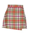 Vivienne Westwood Cut Off Checked Wool Miniskirt In Nude