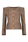 Vivienne Westwood Wood Checked Jacket With Structured Shoulders In Multicolor