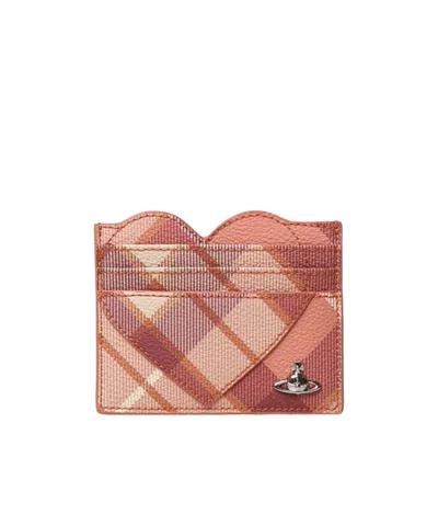 Vivienne Westwood Heart-shaped Tartan Cardholder In Red