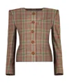 Vivienne Westwood Wood Checked Jacket With Structured Shoulders In Brown