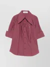 Vivienne Westwood Checkered Fold Cuffs Point Collar Short Sleeves In Pink