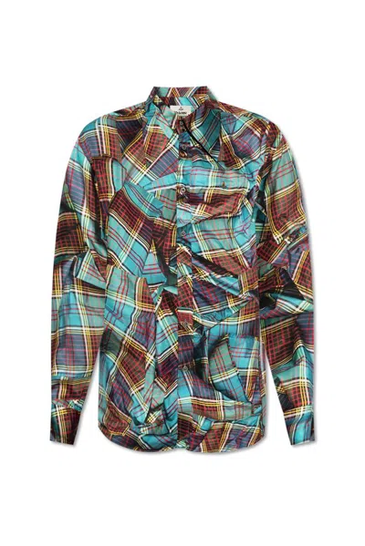 Vivienne Westwood Checkered Long Sleeved Shirt In Multi