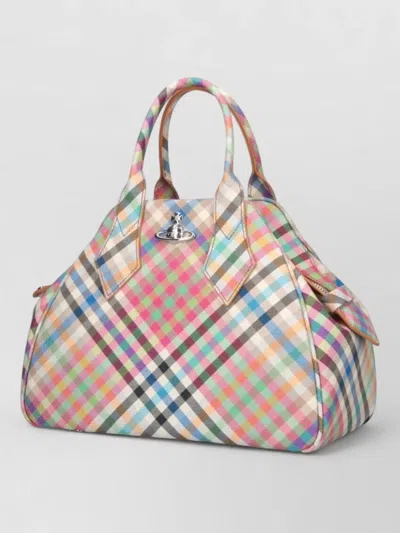Vivienne Westwood Checkered Tote Bag Hand Carry Top Handles