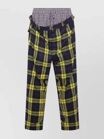 VIVIENNE WESTWOOD CHECKERED TROUSERS DRAWSTRING BUTTON DETAIL