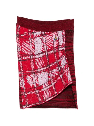 Vivienne Westwood Check-panel Asymmetric Mini Skirt In Red