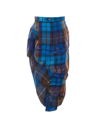 Vivienne Westwood Check-pattern Asymmetrical Skirt In Blue