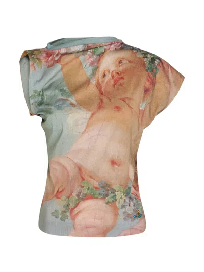 Vivienne Westwood Cherubic-print Fitted Top With Artistic Detailing In Multi