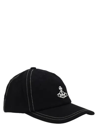 Vivienne Westwood Chic Cotton Hat For Women - Perfect For Spring/summer 2026 In Black