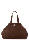 Vivienne Westwood Chocolate Suede Large Yasmine Shoulder Bag In Brown