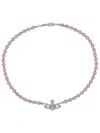 Vivienne Westwood Beaded Pendant Necklace For Everyday Wear In Pink