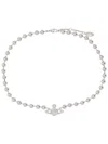 Vivienne Westwood Adjustable Beaded Necklace For Versatile Styling In Silver