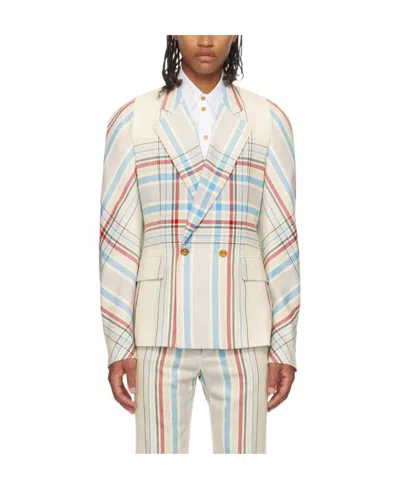 Vivienne Westwood Chris Plaid Suit Jacket In White