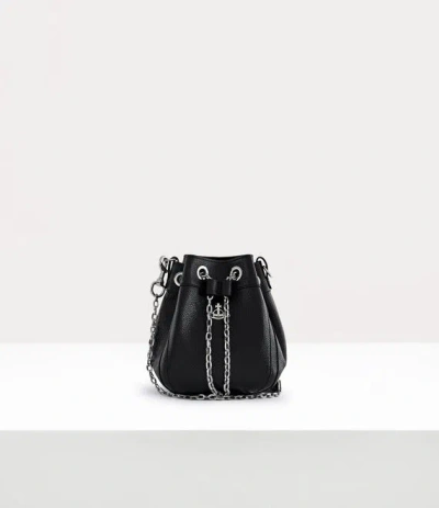 Vivienne Westwood Chrissy Small Bucket Bag Faux Leather Black