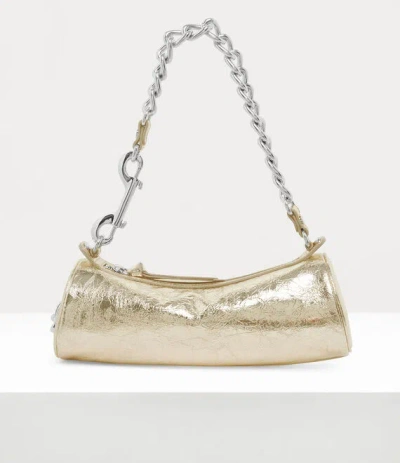 Vivienne Westwood Cindy Cylinder Bag Metallic Crinkle Gold