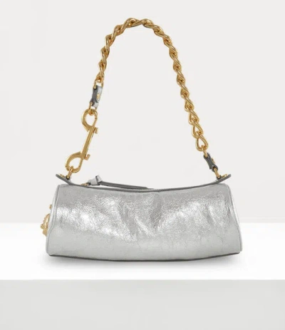 Vivienne Westwood Cindy Cylinder Bag Metallic Crinkle Silver