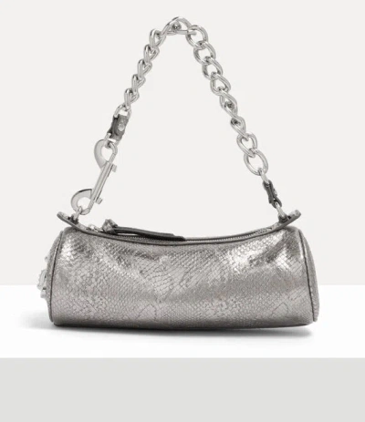 Vivienne Westwood Cindy Cylinder Bag Python-effect Emboss Iron In Gray