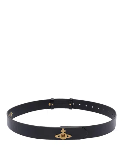 Vivienne Westwood Black Orb Logo Belt