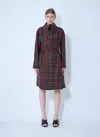 Vivienne Westwood Wool Coat Belted Waist Checkered Pattern In Multi